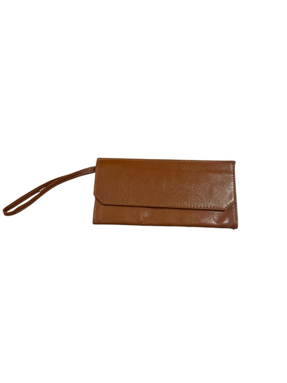 Brown Leather Wristlet Clutch